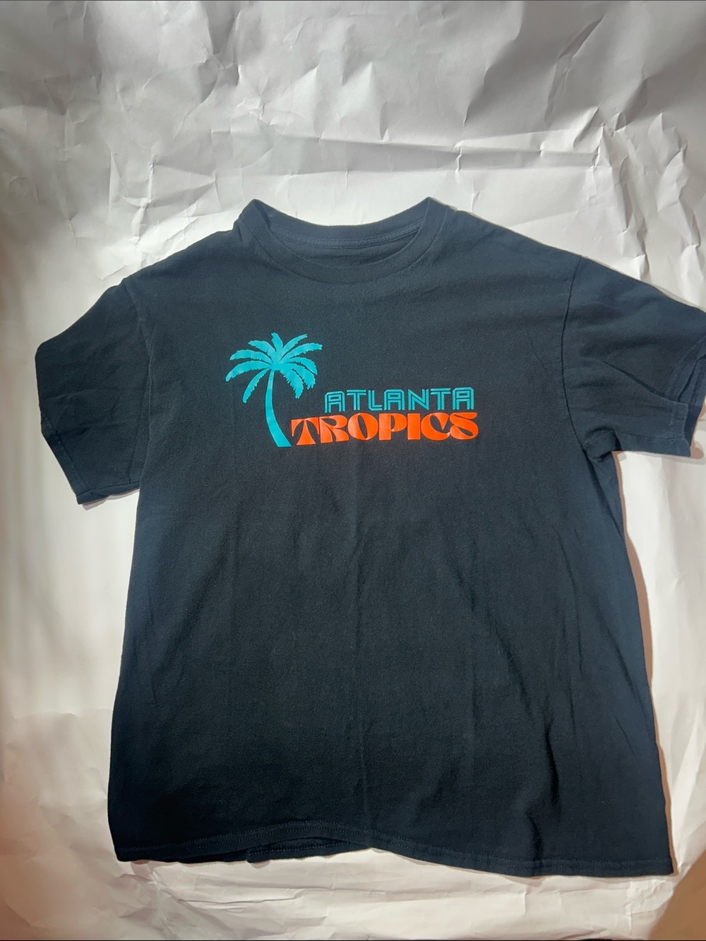 Atlanta Tropics Black Graphic Tee with Teal & Orange (No Tag)
